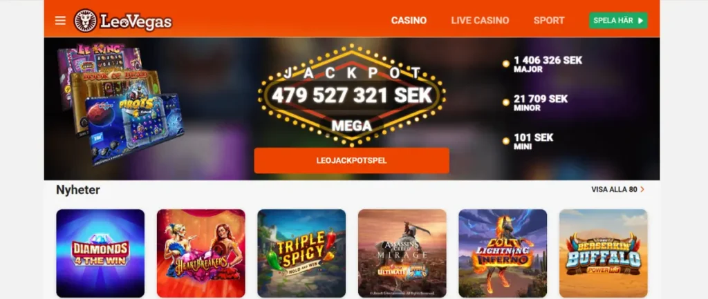 Spelutbudet hos LeoVegas