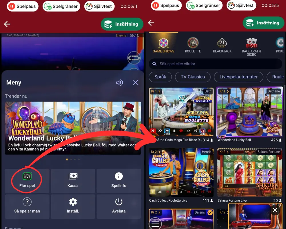 Hur du använder Playtechs lobby hos Casinostugan
