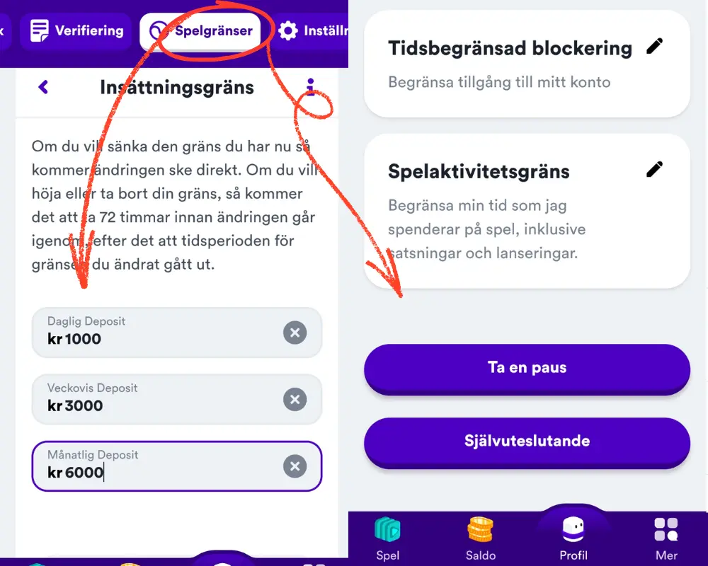 Spelgränser och verktyg för ansvarsfullt spelande hos Casumo