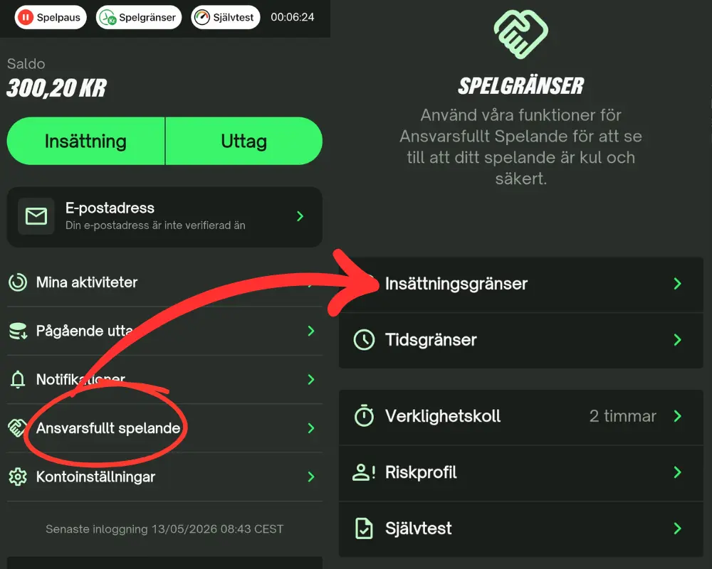 Ansvarsfullt spelande och spelargränser hos ComeOn