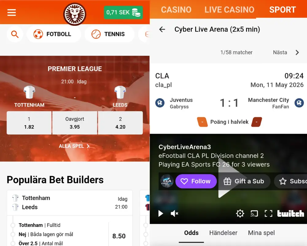 LeoVegas sportsbook.