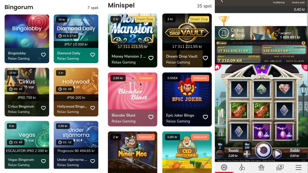Bingospel och minispel hos Maria Casino
