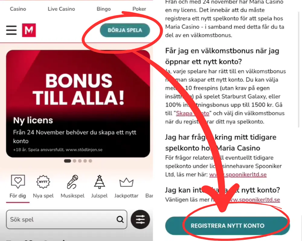 Hur du registrerar dig hos Maria Casino