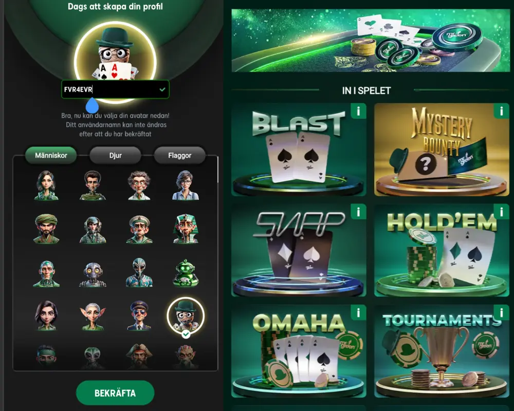Mr Greens pokerapp.