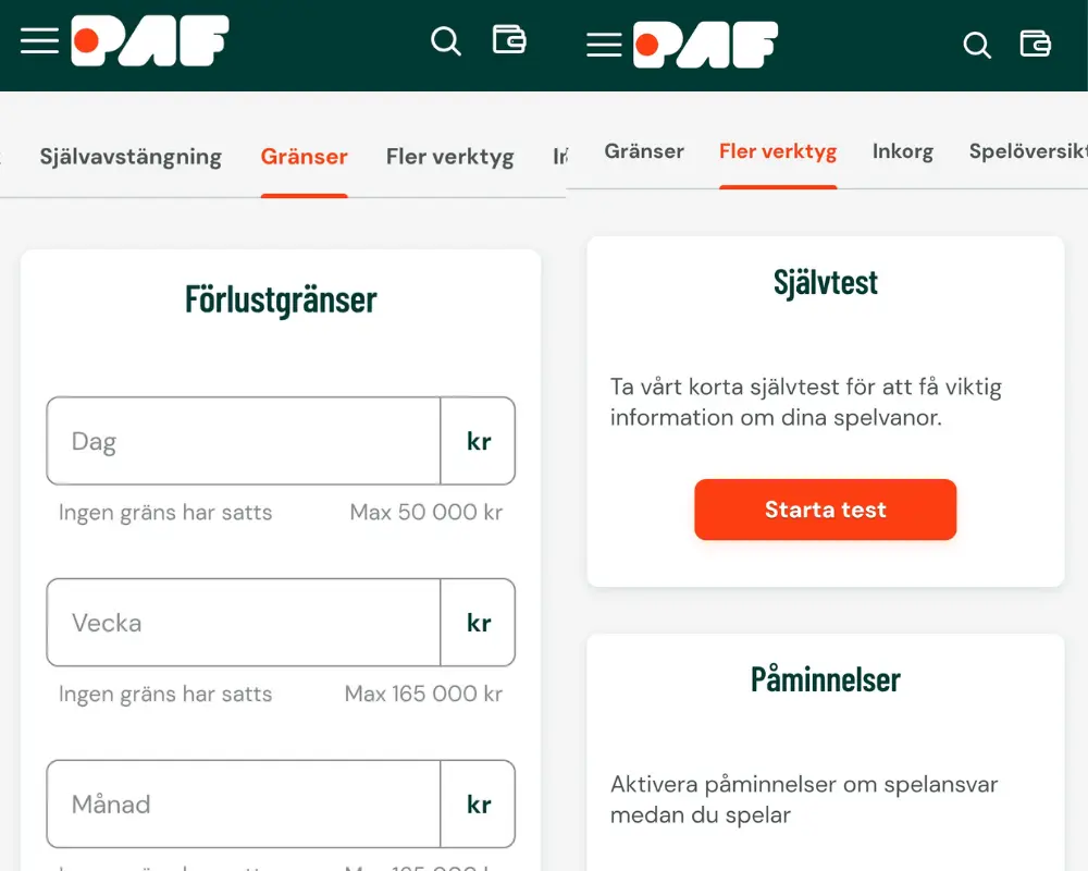 Ansvarsfullt spelande hos PAF