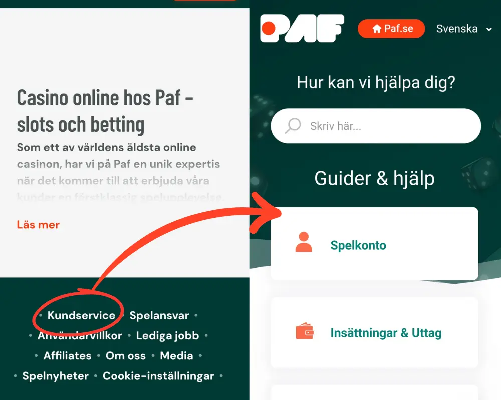 Pafs kundtjänst och FAQ
