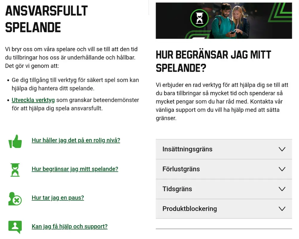 Ansvarsfullt spelande hos Unibet