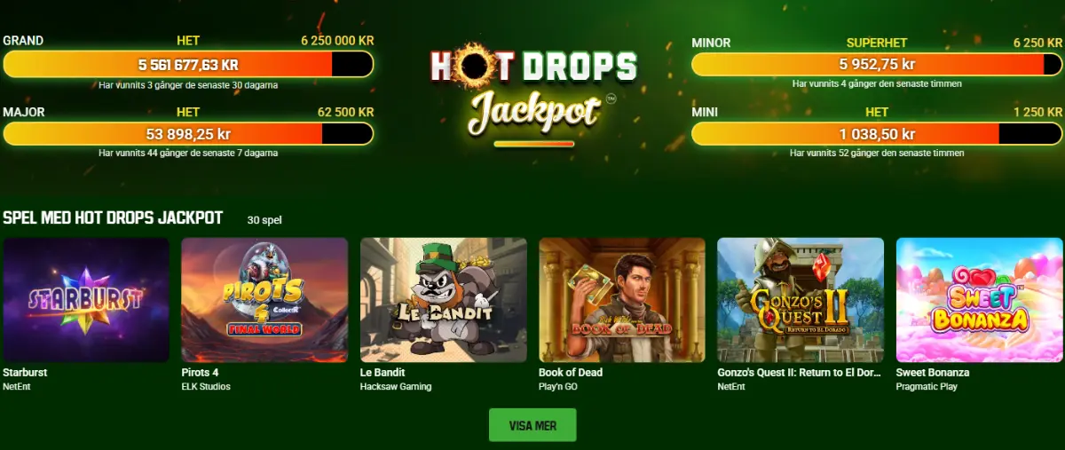 Hot Drops Jackpot hos Unibet