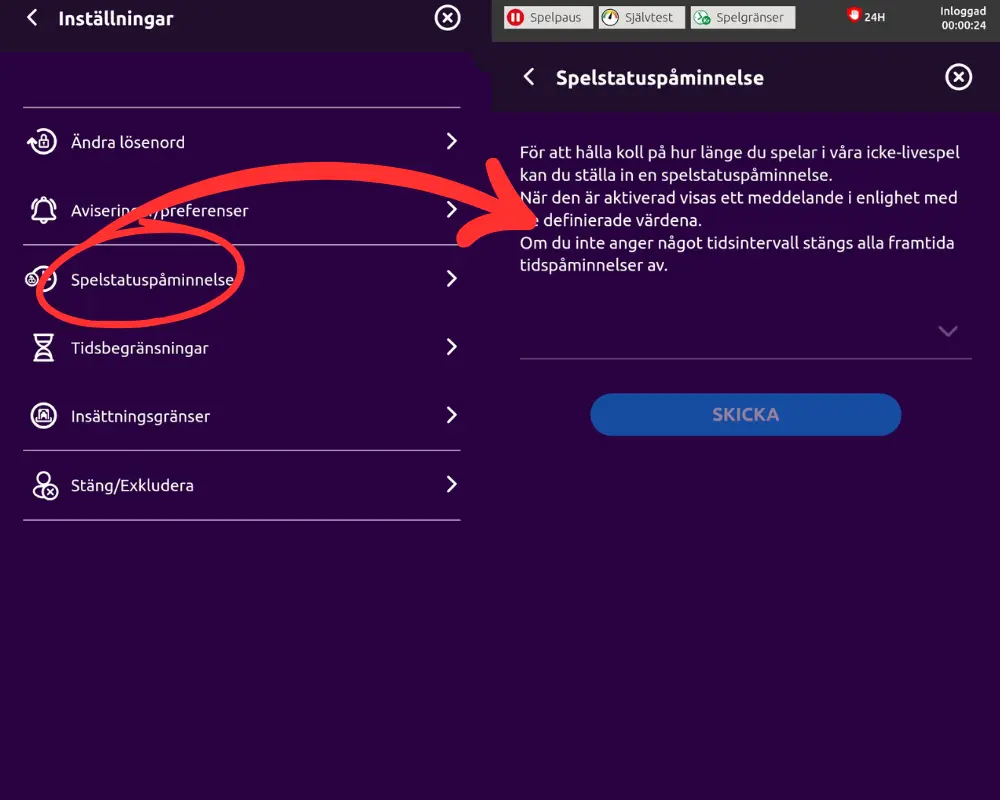 Lucky Vegas: spelstatuspåminnelse.