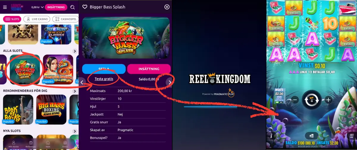 Här testar vi demoversionen av Bigger Bass Splash.