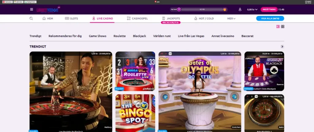 Lucky Vegas live casino.