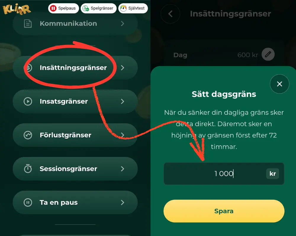 Ansvarsfullt spelande hos Klirr Casino
