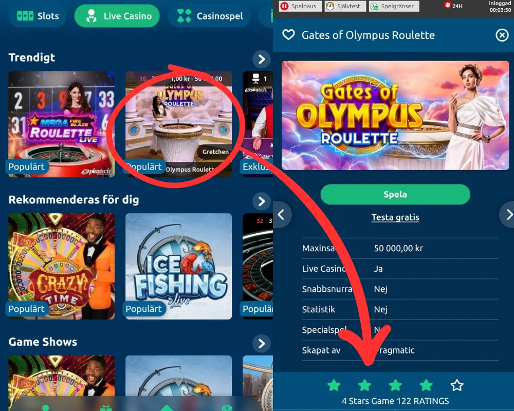 Hur du betygsätter ett spel hos Turbonino.