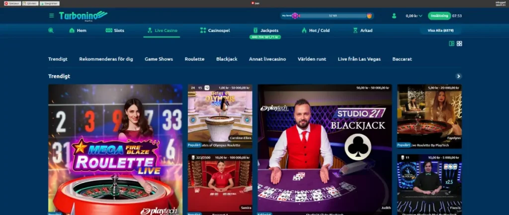 Turboninos live casino.