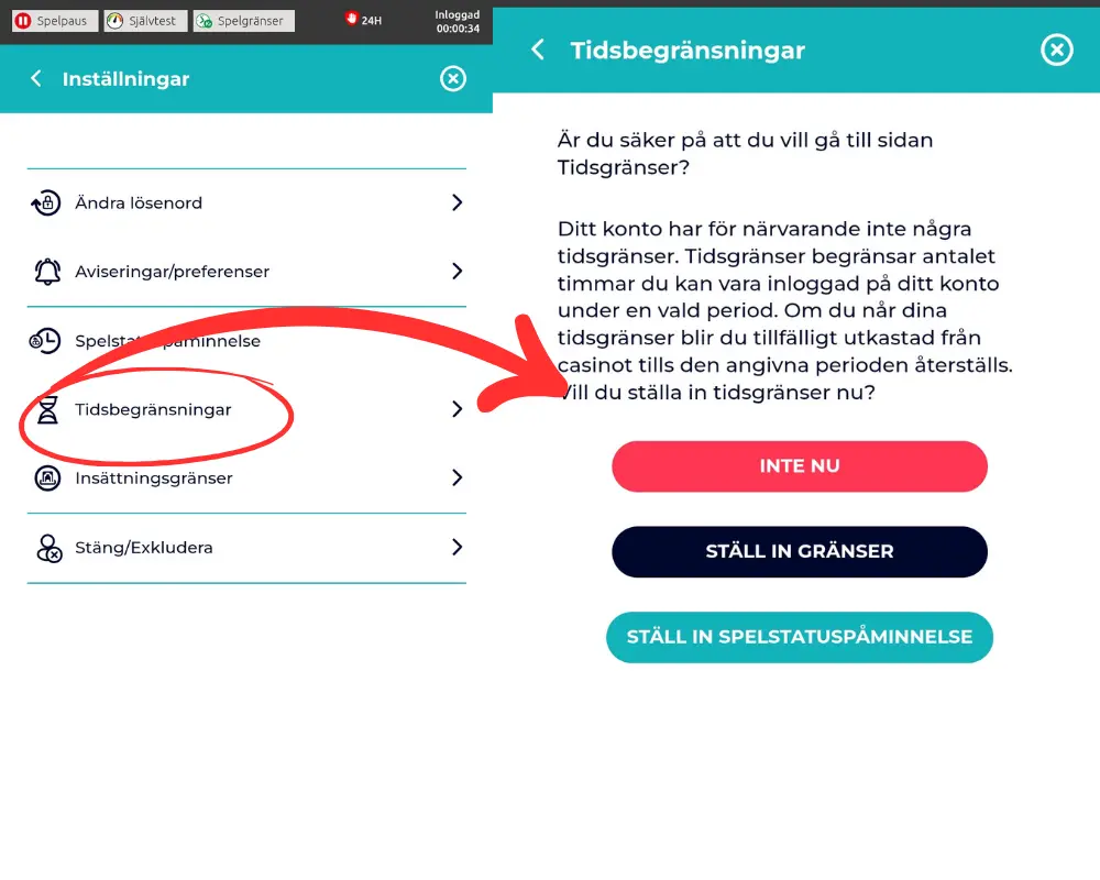 Slingo Casino: tidsbegränsningar.