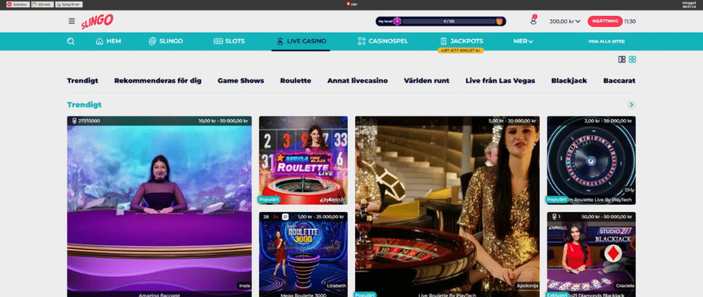 Slingo Casinos live casino.