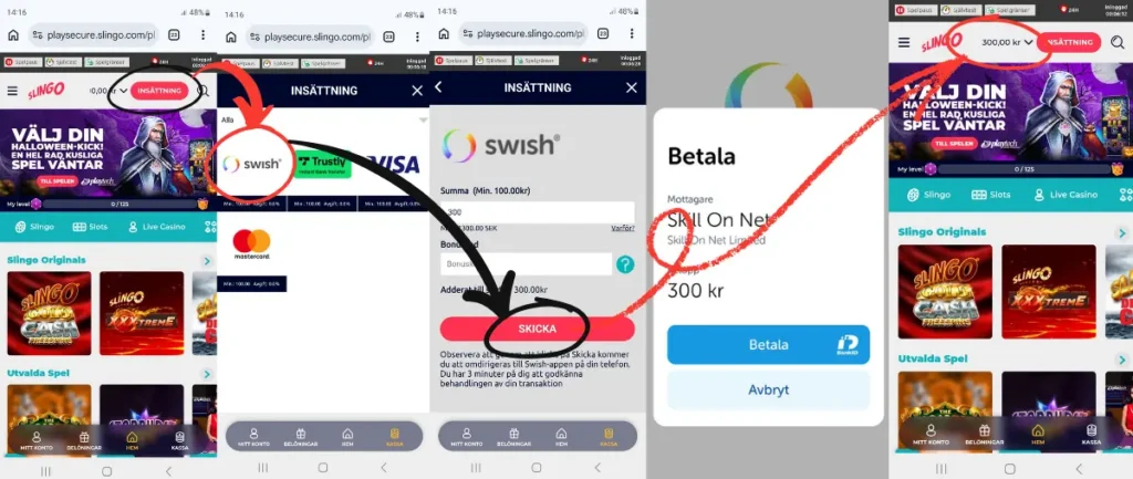 Hur du gör en insättning till Slingo Casino via Swish (2026).