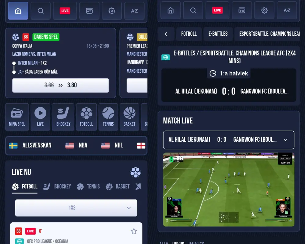 Odds och betting hos Betinia
