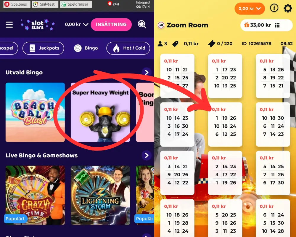 Bingospelen hos Slotstars.