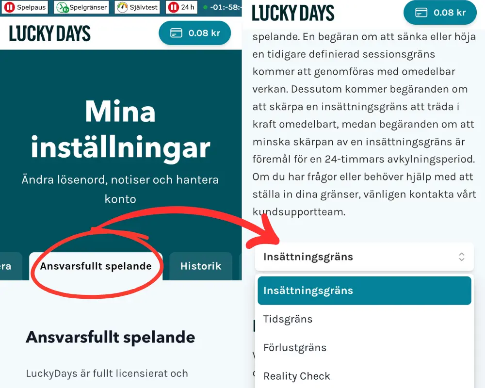 Ansvarsfullt spelande och spelargränser hos Lucky Days