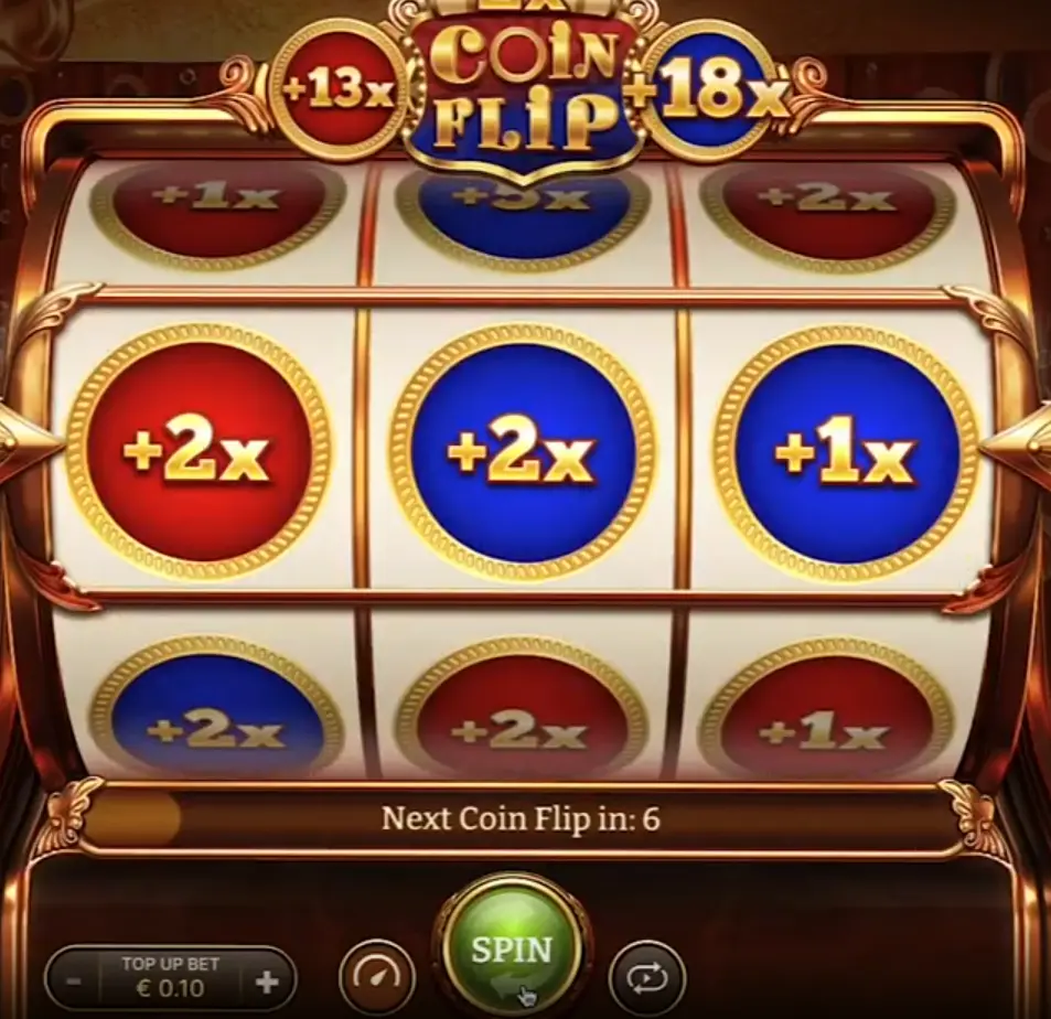 Den första delen av bonusrundan i Crazy Coin Flip.