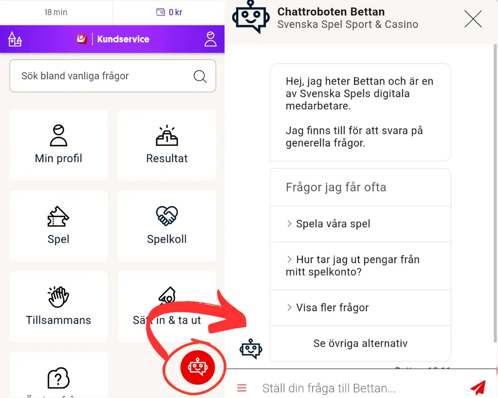Momang Casinos chattrobot Bettan.
