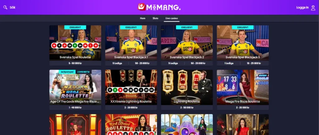 Momang Casinos live casino.