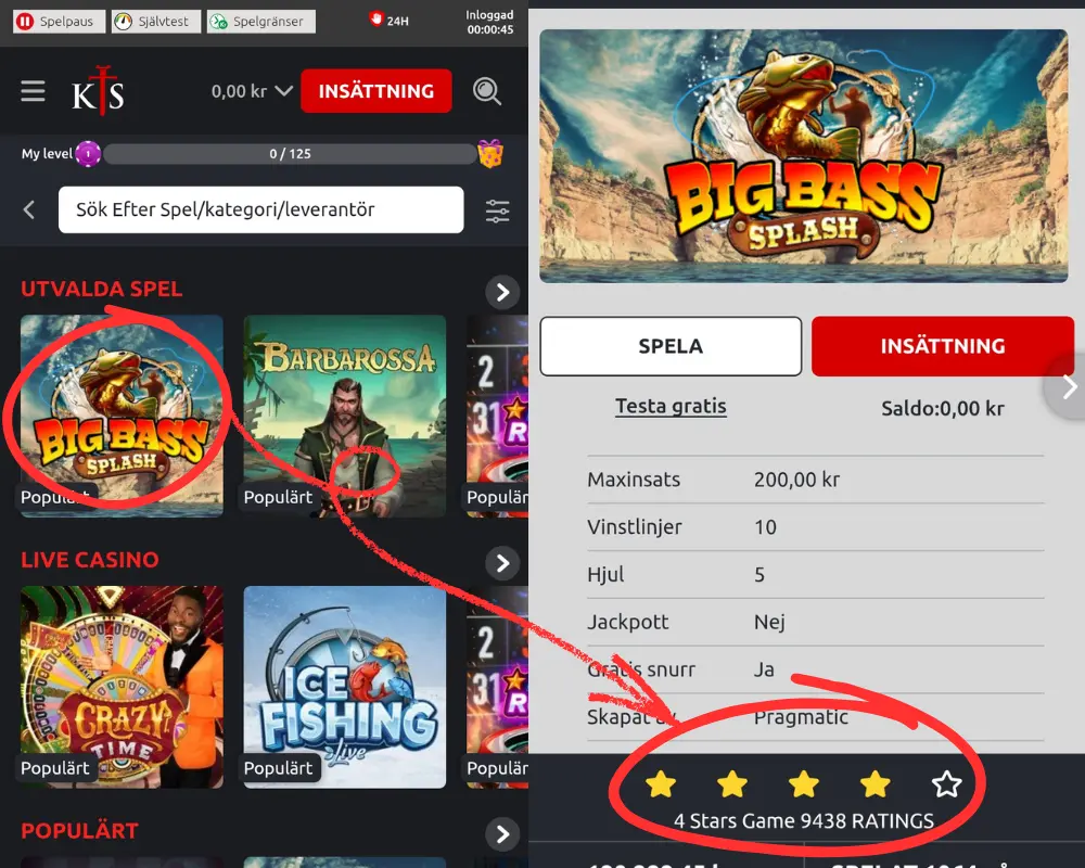 Hur du betygsätter ett spel hos Knightslots.