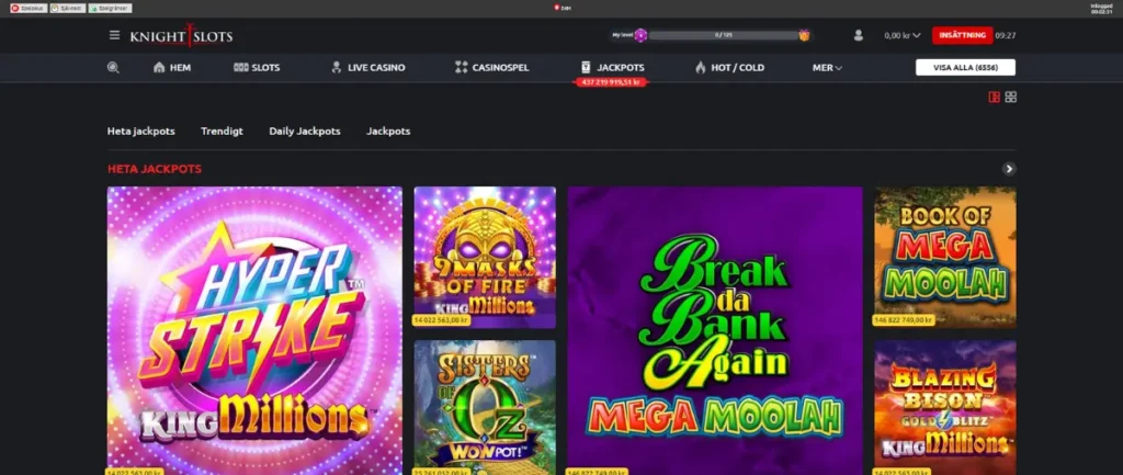 Jackpottcasinot hos Knightslots.