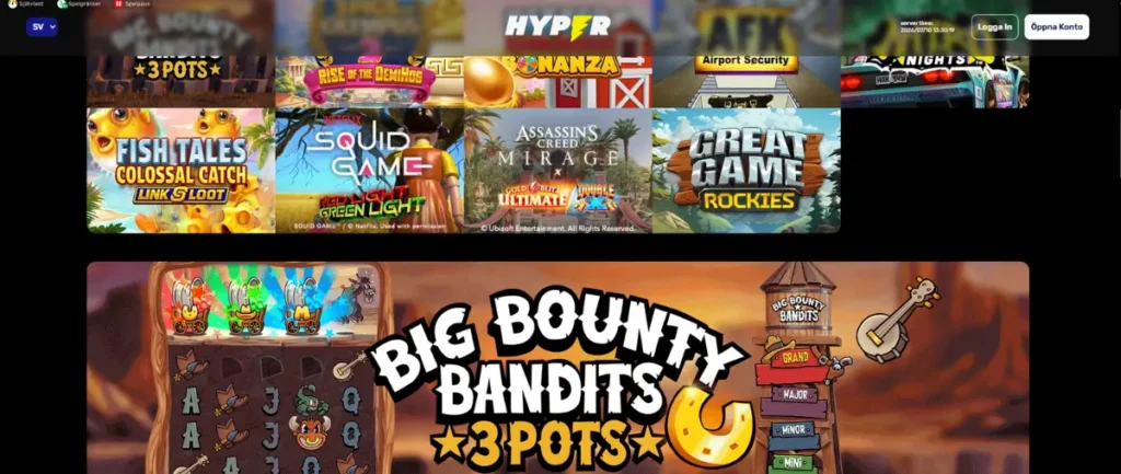 Casinosidan hos Hyper Casino