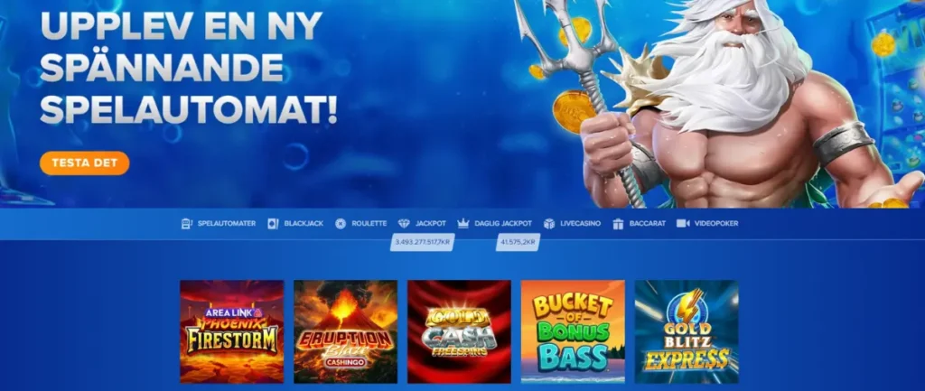 Förstasidan hos Ahti Games Casino.