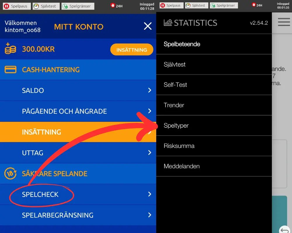 Spelcheck: spelbeteende och statistik hos samtliga SkillOnNet-casinon.
