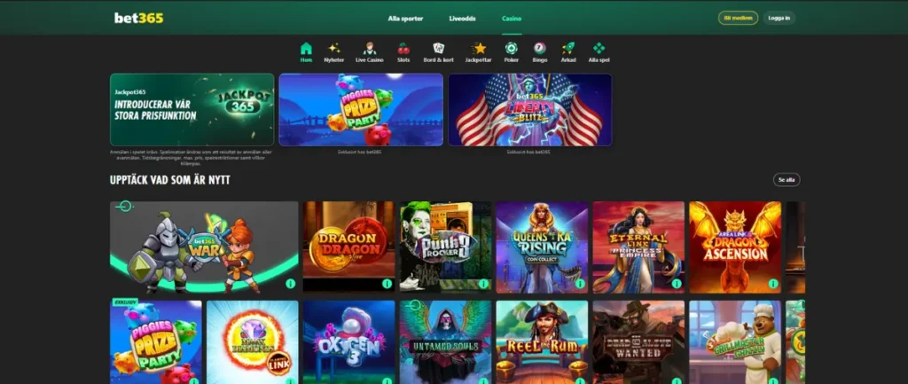Spelutbudet hos Bet365