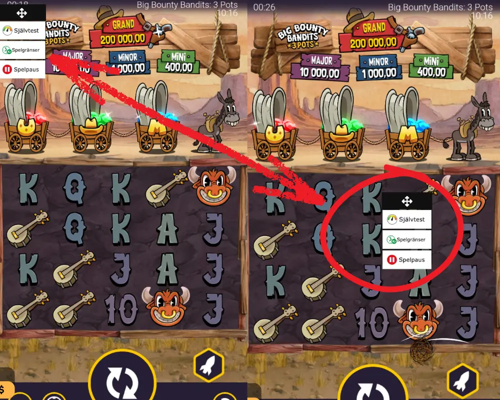 CasinoCasino och den rörliga overlayen för ansvarsfullt spelande i casinospelen.