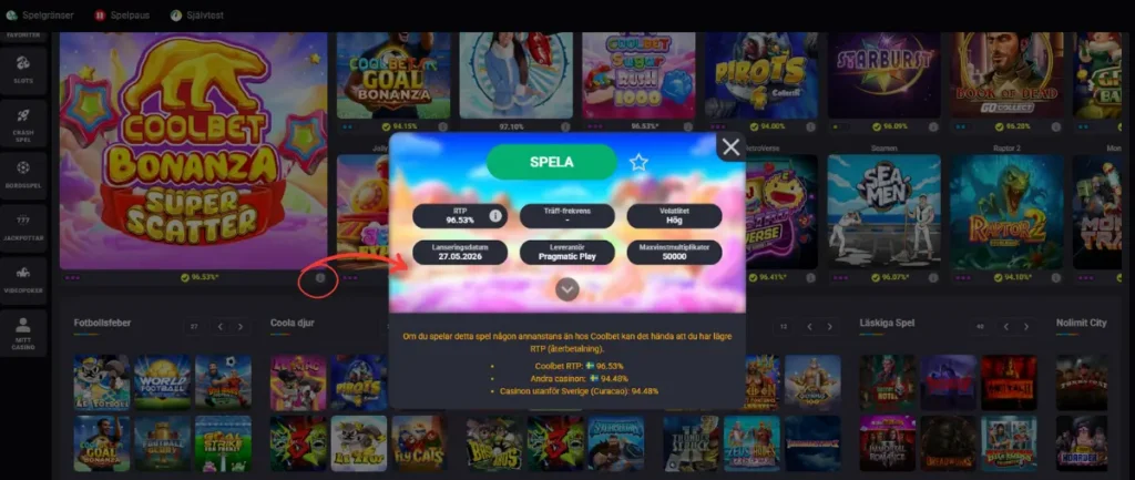 Information om spelautomater hos Coolbet.