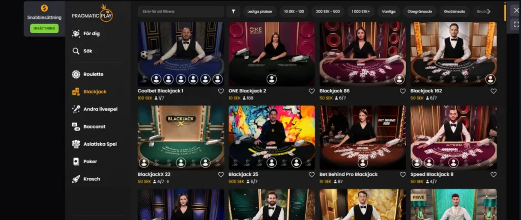 Pragmatic Plays livespels lobby hos Coolbet.