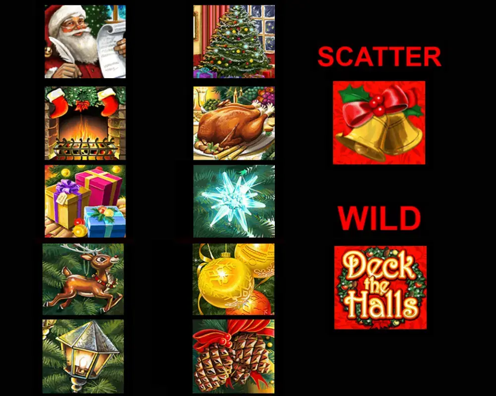 Vinstsymboler i Deck the Halls från Microgaming (Games Global)