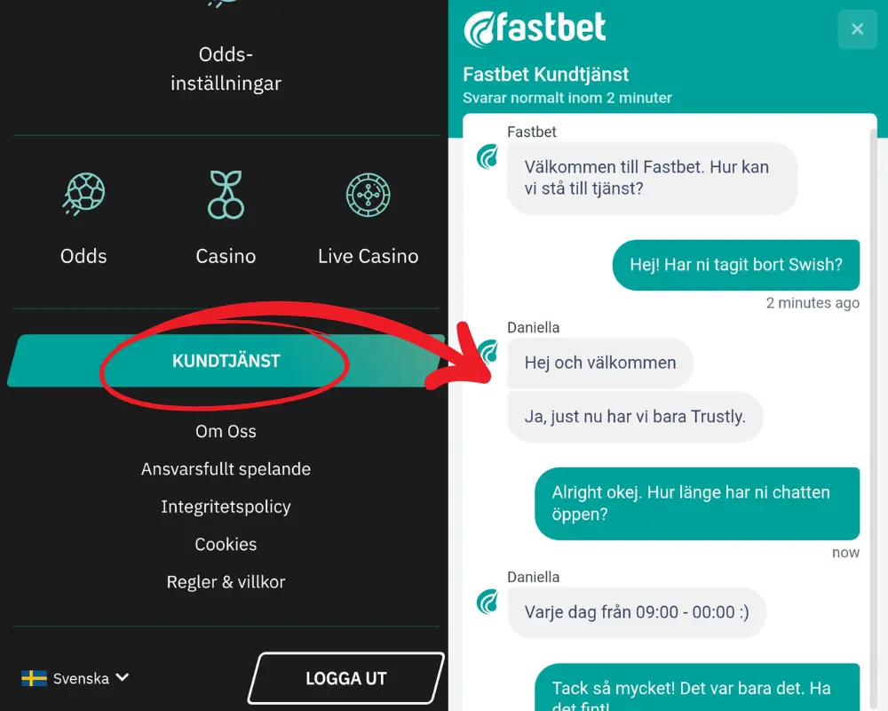 Livechatten hos FastBet