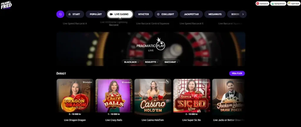 Frank & Freds live casino.