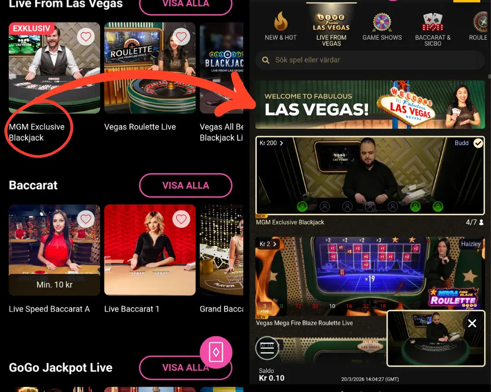 Livecasinot hos GoGoCasino