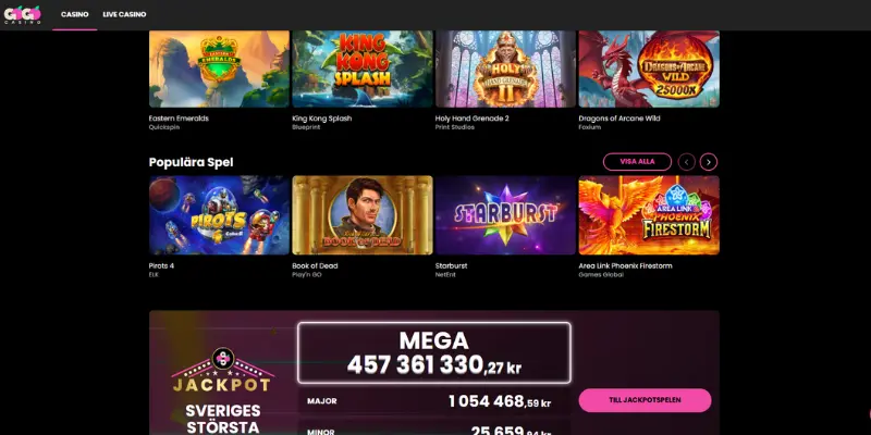 Spelutbudet hos GoGoCasino