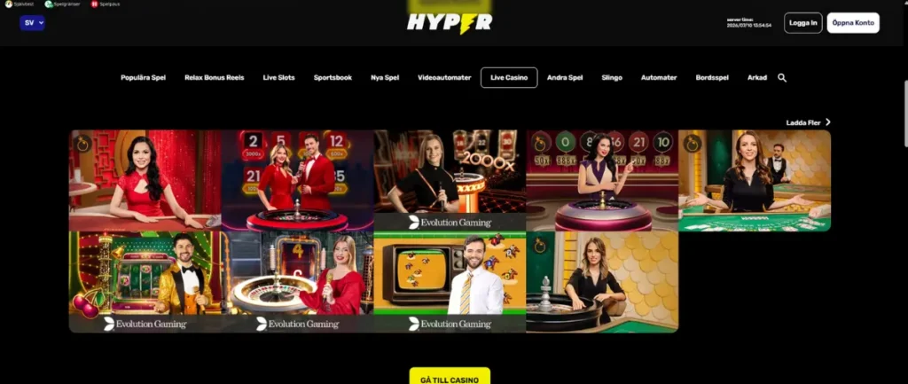 Hyper Casinos live casino.