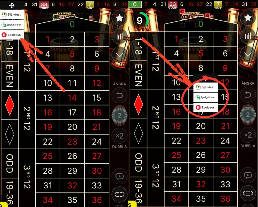 Hyper Casinos rörliga overlay med obligatoriska länkar för ansvarsfullt spelande.