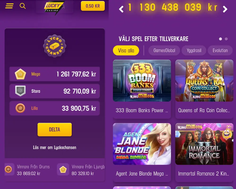 Lyckochansen hos Lucky Casino.