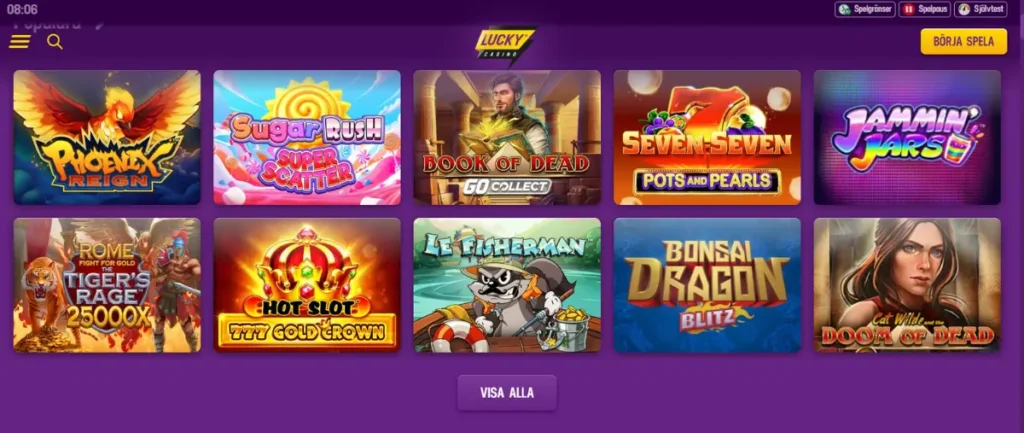 Spelutbudet hos Lucky Casino
