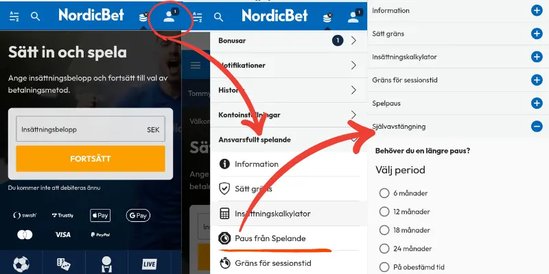 Verktyg för ansvarsfullt spelande hos NordicBet.