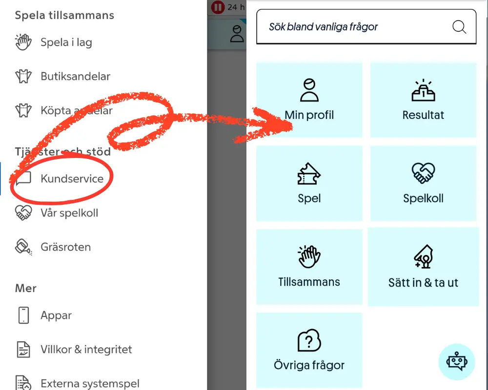 Svenska Spels kundtjänst och hjälpcenter.