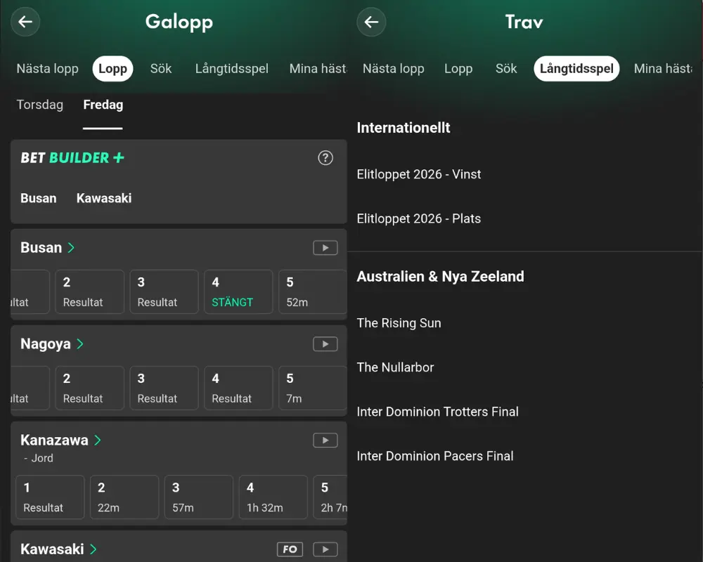 Du hittar hästsport i Bet365:s sportsbook.