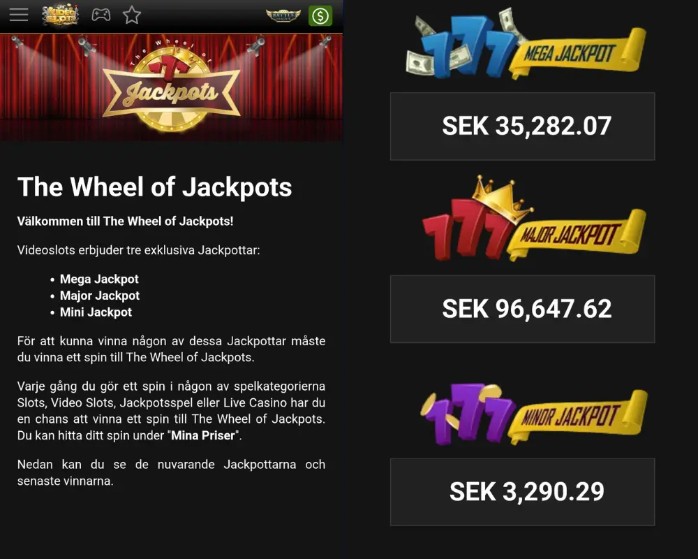 Videoslots exklusiva lyckohjul: Wheel of Jackpots