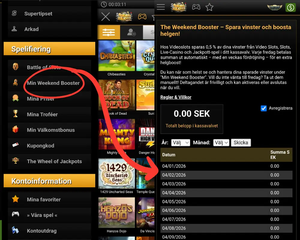 Videoslots Weekend Booster